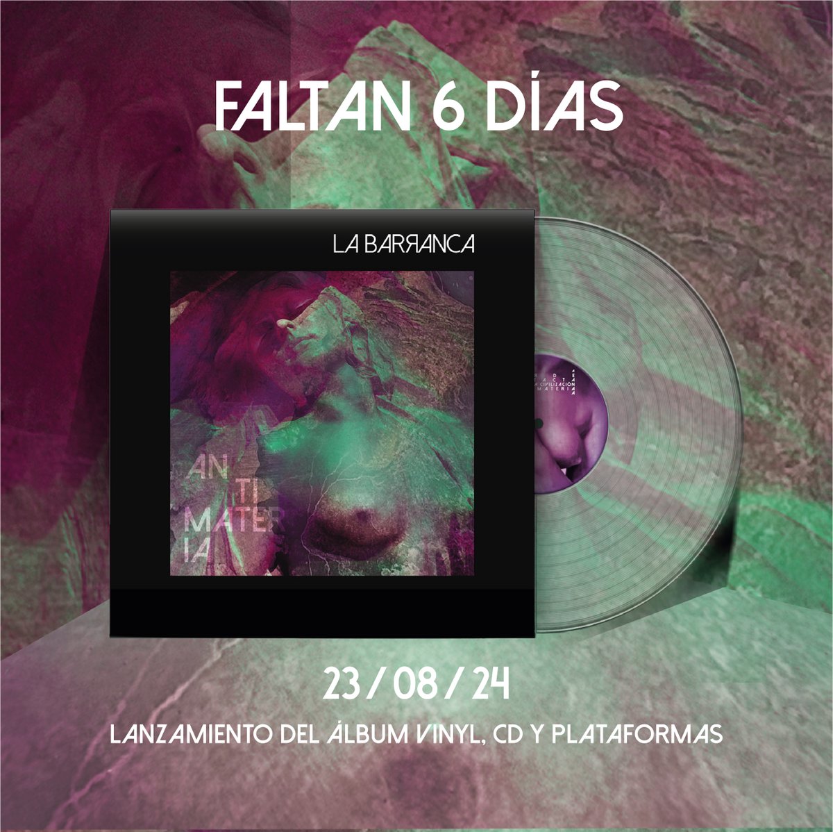 Faltan 6 días para el lanzamiento de álbum ANTIMATERIA de La Barranca disponible en formato vinyl, CD y en plataformas:
PRE-SAVE plataformas:
farolatino.ffm.to/antimateria
PREVENTA VINYL y CD  El Club del Rock &amp; Roll
passline.com/sitio-evento/c…