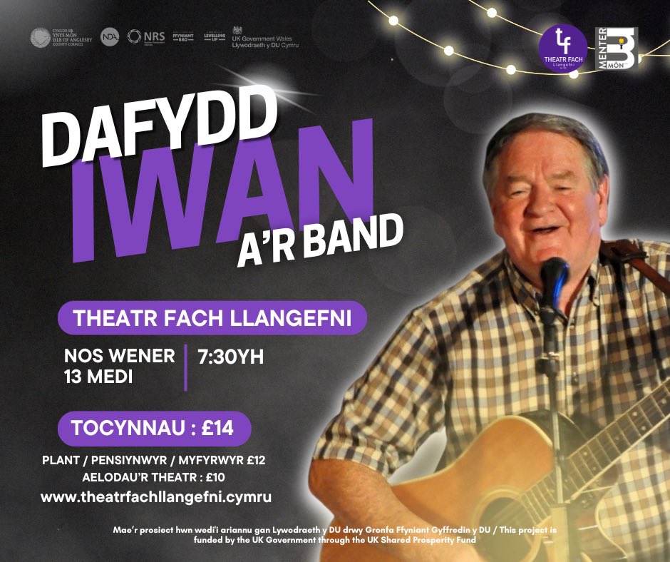 ☀️ Ydi pawb wedi mwynhau'r Haf?

I ddechrau tymor yr Hydref mewn steil, 'da ni'n edrych ymlaen at groesawu'r anhygoel Dafydd Iwan a'r band i'r theatr ymhen ychydig wythnosau 🤩

Pwy sy'n dod draw?

🗓️ Nos Wener 13 Medi, 2024
⏰ 19:30
🎟️ theatrfachllangefni.cymru/digwyddiadau
