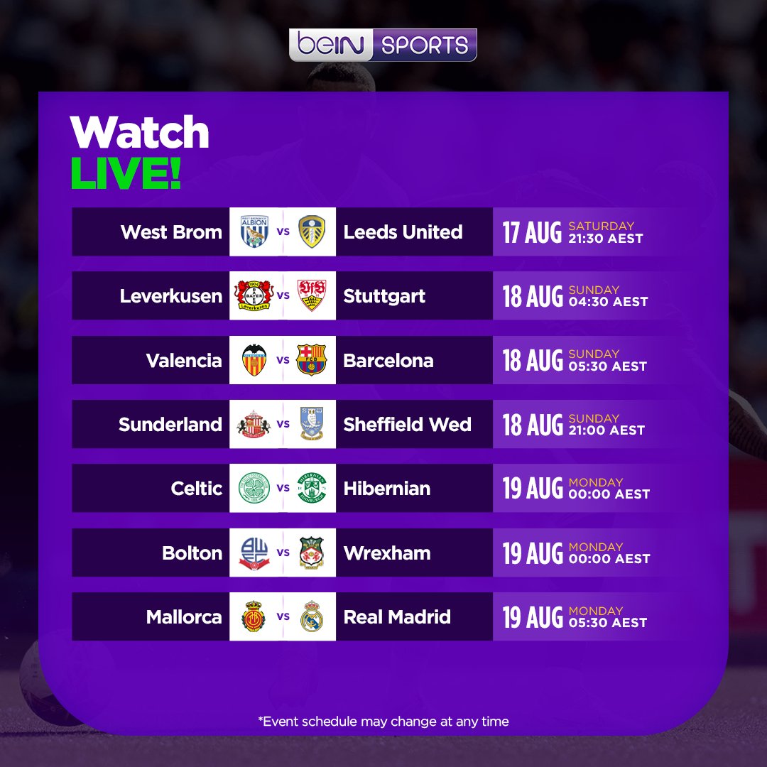 beINSPORTS_AUS's tweet image. 🎉🤯 HUGE fixtures to light up your weekend LIVE on beIN!! Full listing 👉 tinyurl.com/2e8ppuvr

✍🏻 Sign Up to watch LIVE 👉 tinyurl.com/36m2zb43