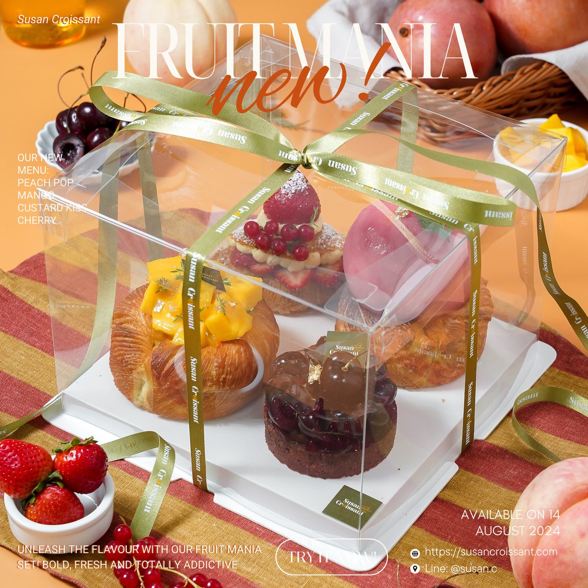 CroissantSusan's tweet photo. Meet the ‘Susan Fruit Mania Set’ 🍑🫐🍒– a vibrant burst of fresh🌈✨, fruity flavors all packed into one delicious collection!🌿🌸
🏦Sukhumvit 39
🏠Ekkamai24
⛺️OCC, One city center
🛒 Villa Market
Order via
☎️ line(@susan.c)
🛵 💨💨Delivery apps https://t.co/eWo2S8JV0P