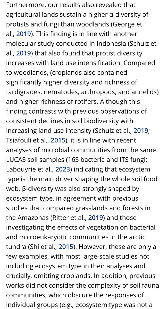 j_saintraymond's tweet photo. Pour tous les 🤪 qui insultent les paysans suite à ce tweet, lisez cette étude. La connaissance des sols et de leur biodiversité progresse. Et vous savez quoi ? Les sols agricoles ne sont pas 💀, et c’est une des étude scientifique la plus poussée en la matière qui l’affirme. https://t.co/u7vhNxhXZw