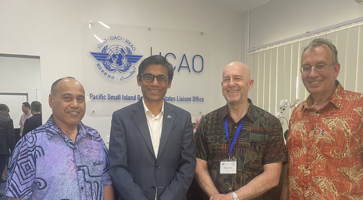 pskarthigeyan's tweet image. Heartiest Congratulations to #Fiji and the wider #Pacific community on the inauguration today of the @icao Pacific Small Islands Development States Liaison Office in #Nadi. A snap on the happy occasion with d new @icao representative and fellow HoMs from #Germany and #Nauru.