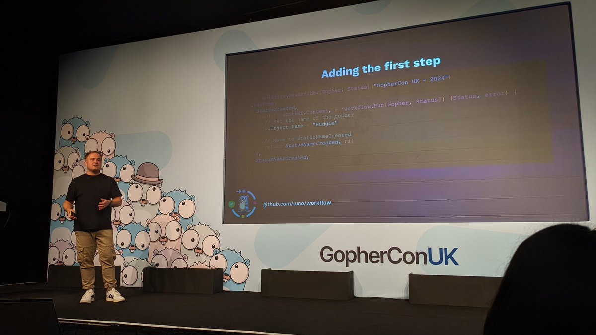 Nice separation of concerns from <a href="/LunoGlobal/">Luno</a> workflow package.

Builder composes self-contained functional steps which automates progression through state machine <a href="/_andrewwormald/">Andrew Wormald</a>
<a href="/gopherconuk/">GopherCon UK</a>
#gopherconuk24 #gopherconuk