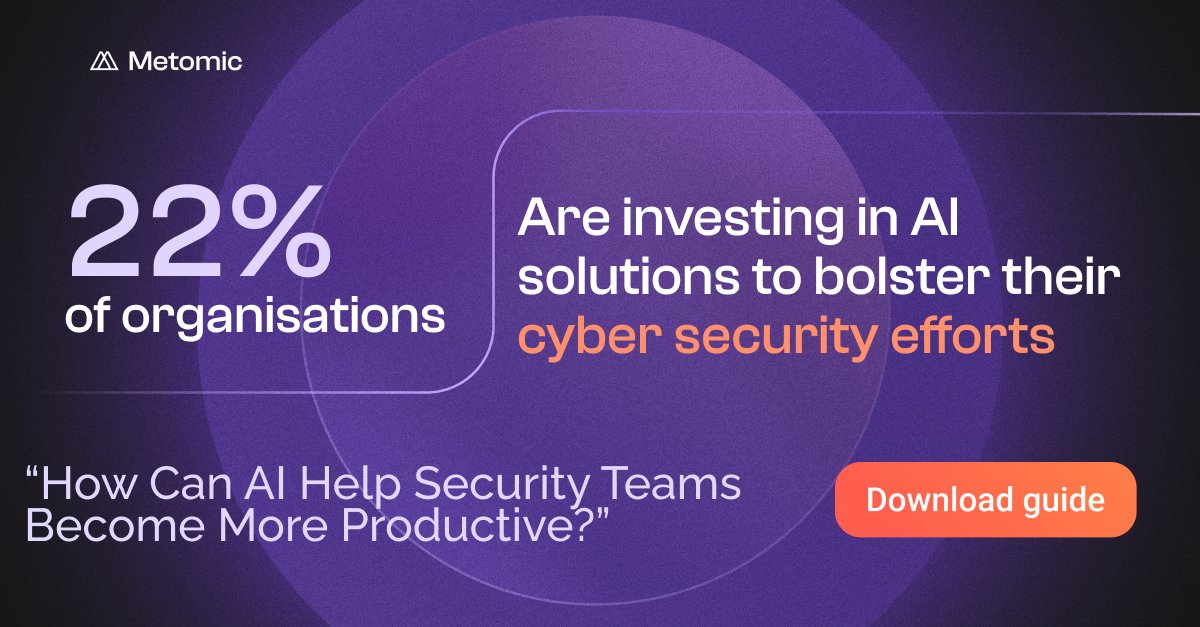 🚨 AI in Cybersecurity! 🚨

AI can boost productivity by:

🤖 Detecting threats faster

⚙️ Automating tasks

✅ Cutting breach costs by 39.3%

Discover more: metomic.io/resource-centr…

#AI #CyberSecurity  #DataSecurity #Metomic
