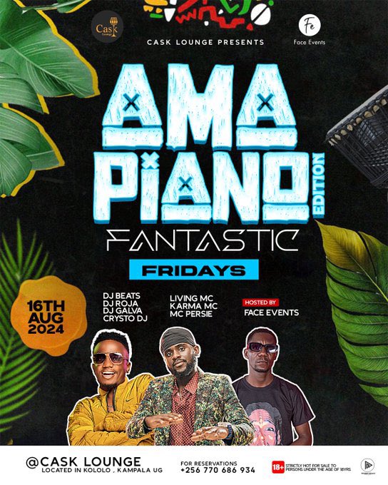 Paul256_'s tweet photo. It’s happening tonight!!
#FantasticFriday here at @CaskLoungeKla courtesy of @FaceEvents24 ..

Don’t miss out on the Piano music.🔥🔥 https://t.co/JyvBbJBYNr