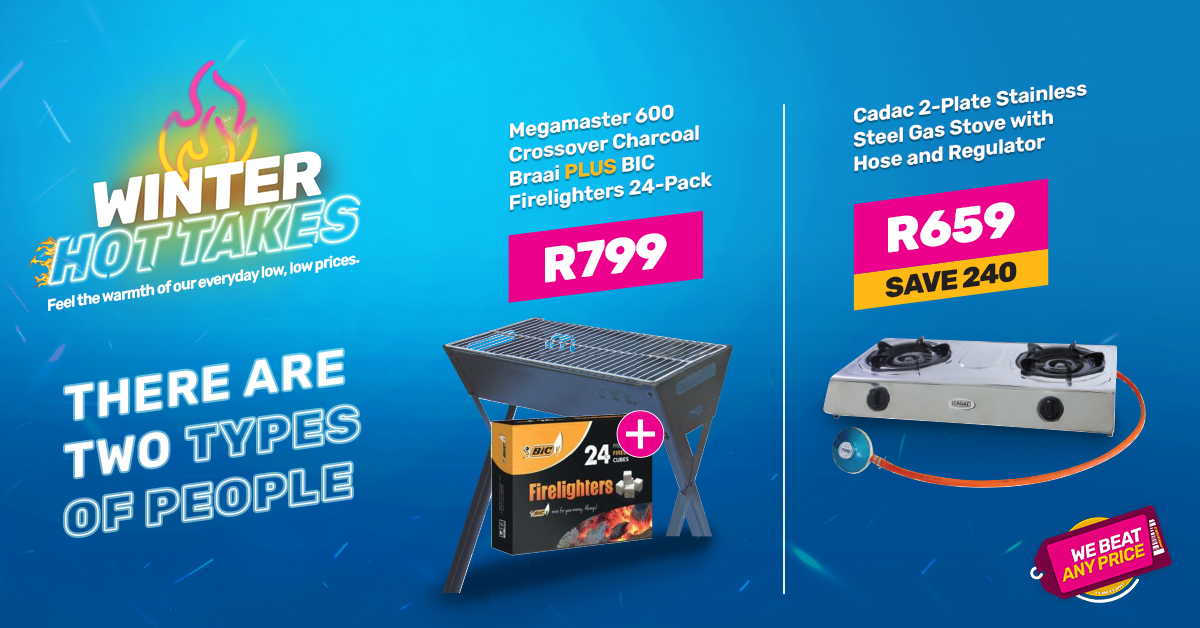 Game_Stores's tweet photo. Are you a Winter Braai Master or an Indoor Cookist? Tell us in the comments! Feel the warmth of our everyday low, low prices: https://t.co/HvVJkO1nrR #GameWinter #GotGame https://t.co/tHoy6W1UnB