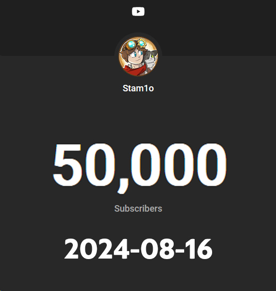 Stam1oA's tweet photo. Holy Smokes... 

I would just like to say a massive thank you for continued support and all of the new support lately. 

BECAUSE WE HIT 50K!!! This is a huge milestone on the way to 100 000. I seriously can't thank you all enough for allowing me to do this. ❤️ https://t.co/l5OsxqAXP0