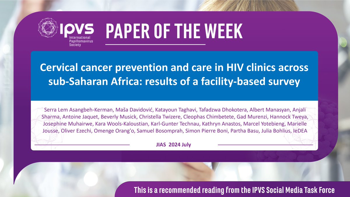 A survey within 30 #HIV clinics within the #subSaharanAfrica <a href="/iedeaglobal/">IeDEA</a> sites found that 33% offered #HPVvaccination &amp; 42% had #cervicalcancer referral services. Need more infrastructure to meet #WHO elimination goals

Read here 👉 bit.ly/3ysHR8x

<a href="/jiasociety/">Journal of the IAS</a>