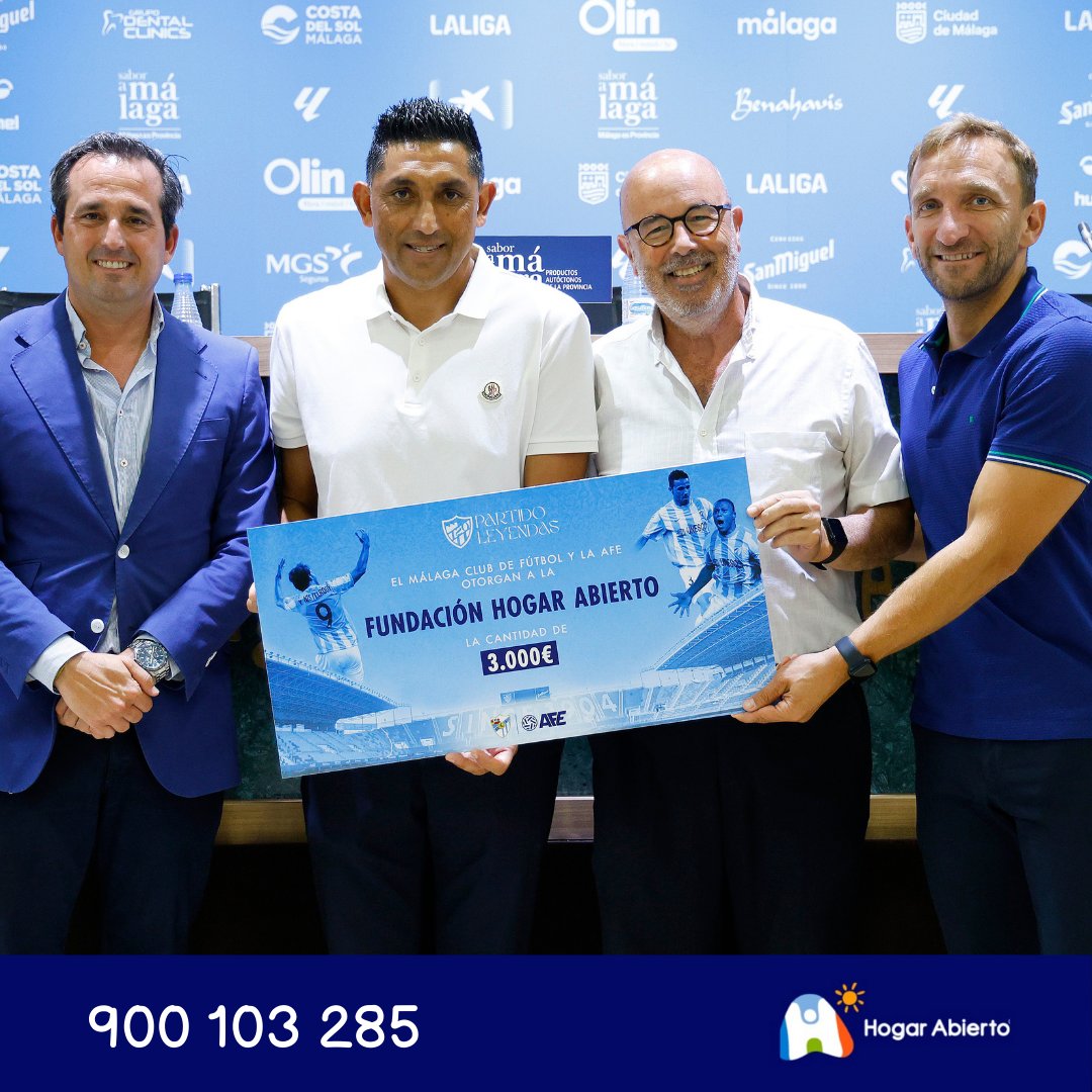 💙 Gracias al <a href="/malagacf/">Málaga CF</a> y <a href="/afefutbol/">AFE</a>, por la entrega del cheque valorado en 3.000€ de la recaudación del partido ‘Leyendas: 120 aniversario del fútbol en Málaga’ para un total de nueve asociaciones benéficas.