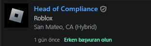 TheBetaDev's tweet photo. #SaveRoblox sesimizi Roblox duydu.

Roblox "Uyum Başkanı" iş ilanı vermiş. Bu işi yapanlar oyunların politikalara uyumluluğunu kontrol edecekler ve yeni politikalar geliştirecekler. Yani genel olarak çocuklar için daha güvenli bir platform oluşturmak için attıkları bir adım. https://t.co/oPYf728VzO