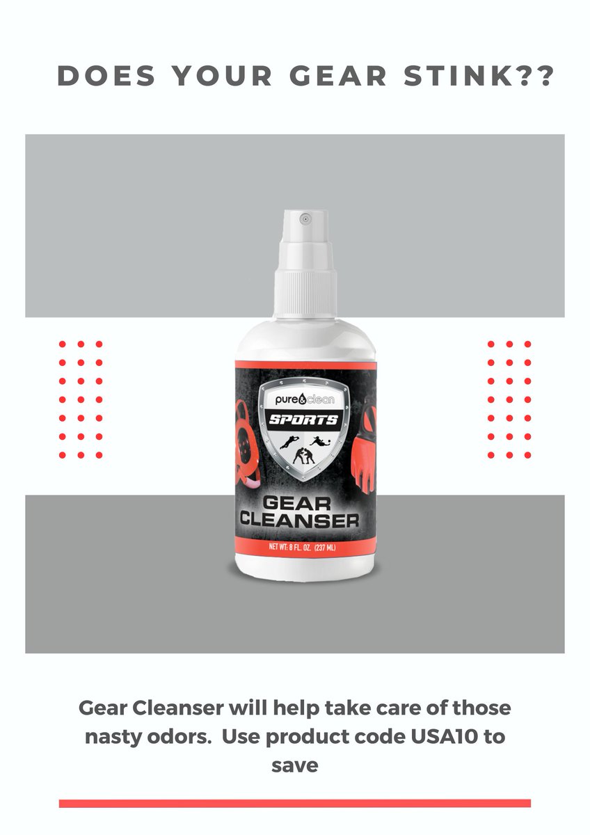 USAWrestling's tweet photo. Does your gear stink? Let us help with that! Gear Cleanser will help get rid of that odor causing bacteria and get your gear smelling fresh again! Go to https://t.co/yB70EleRxc and use code USA10! 
#StayPureStayClean #DominateSkinIssues #GearCleanser #ad https://t.co/kkKldC0abu