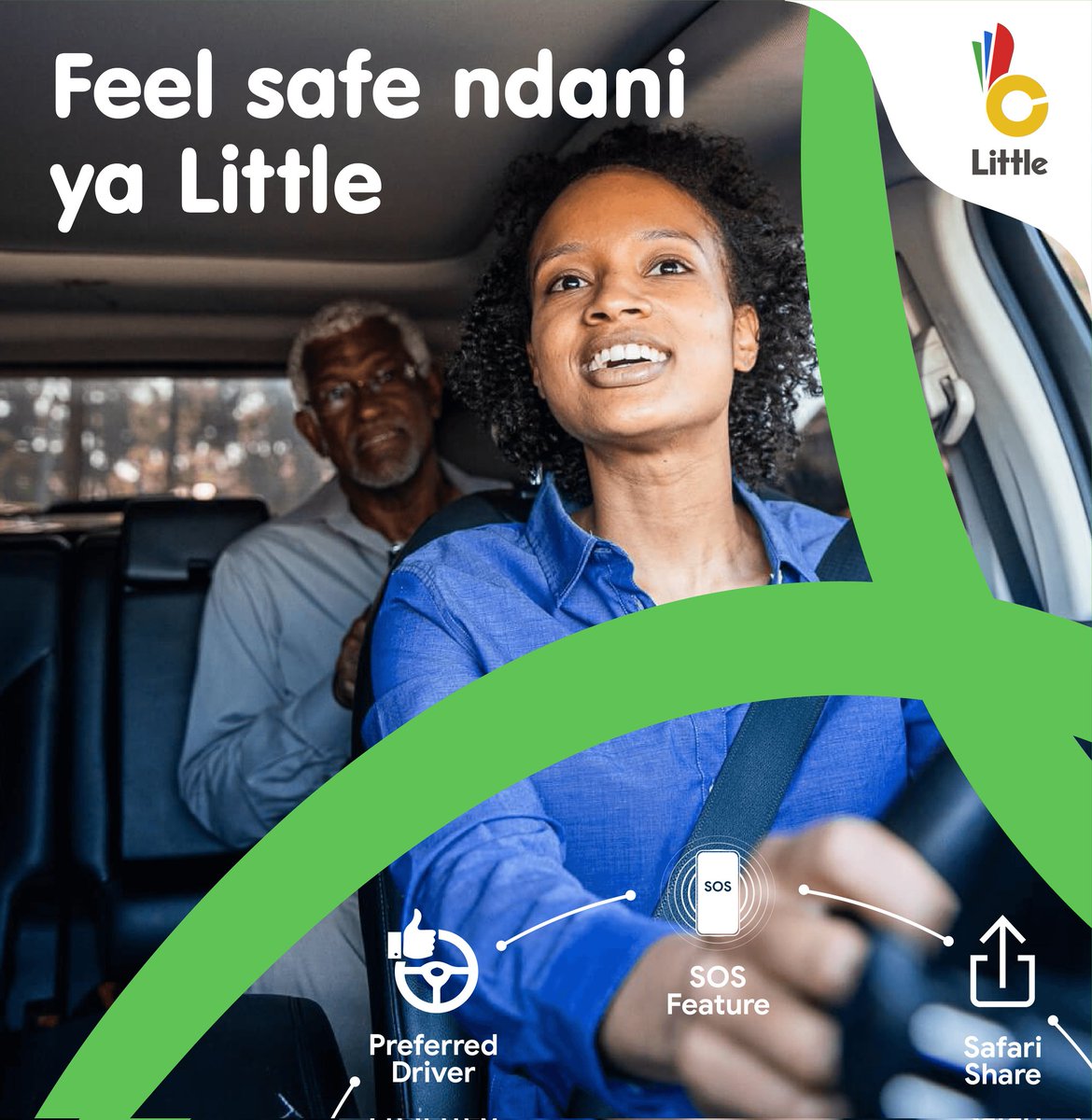 LittleAppKenya's tweet photo. One of our priorities is safety.
👩Select your preferred driver.
🆘Press our SOS button in the event of an emergency. KK security will respond in minutes.
📍Safari share where you can send your loved ones your trip.
#littleride #littlendiobest #onlinecabs #onlinetaxi https://t.co/GIN2LD9LHx