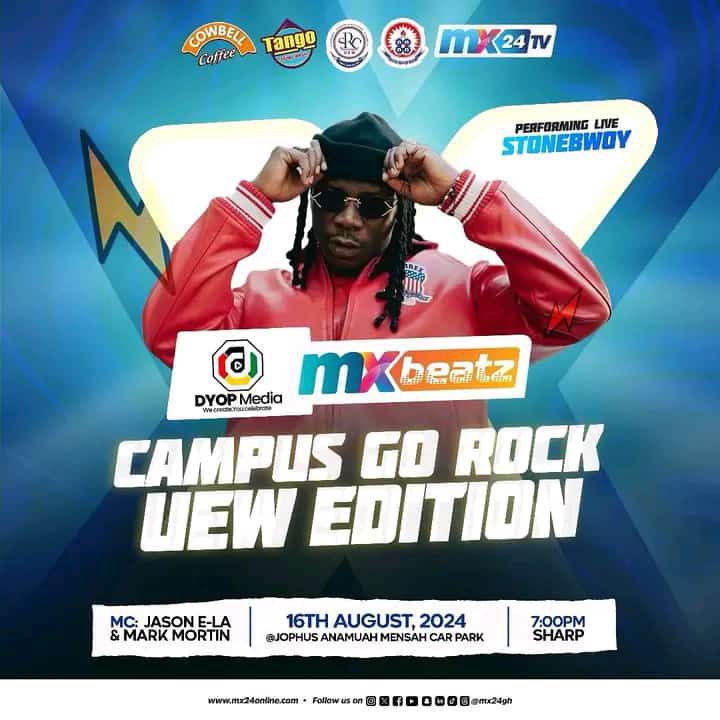 Dadaburniton's tweet image. TONIGHT!.☠️ 1GAD @stonebwoy headlines the 3rd edition of #MXBeatz ‘Campus Go Rock’ Concert at University Of Education Winnnba powered by @mx24gh at 7PM 🔥🔥🔥
#PrayForMe
#20Plenty #BhimNationGlobal