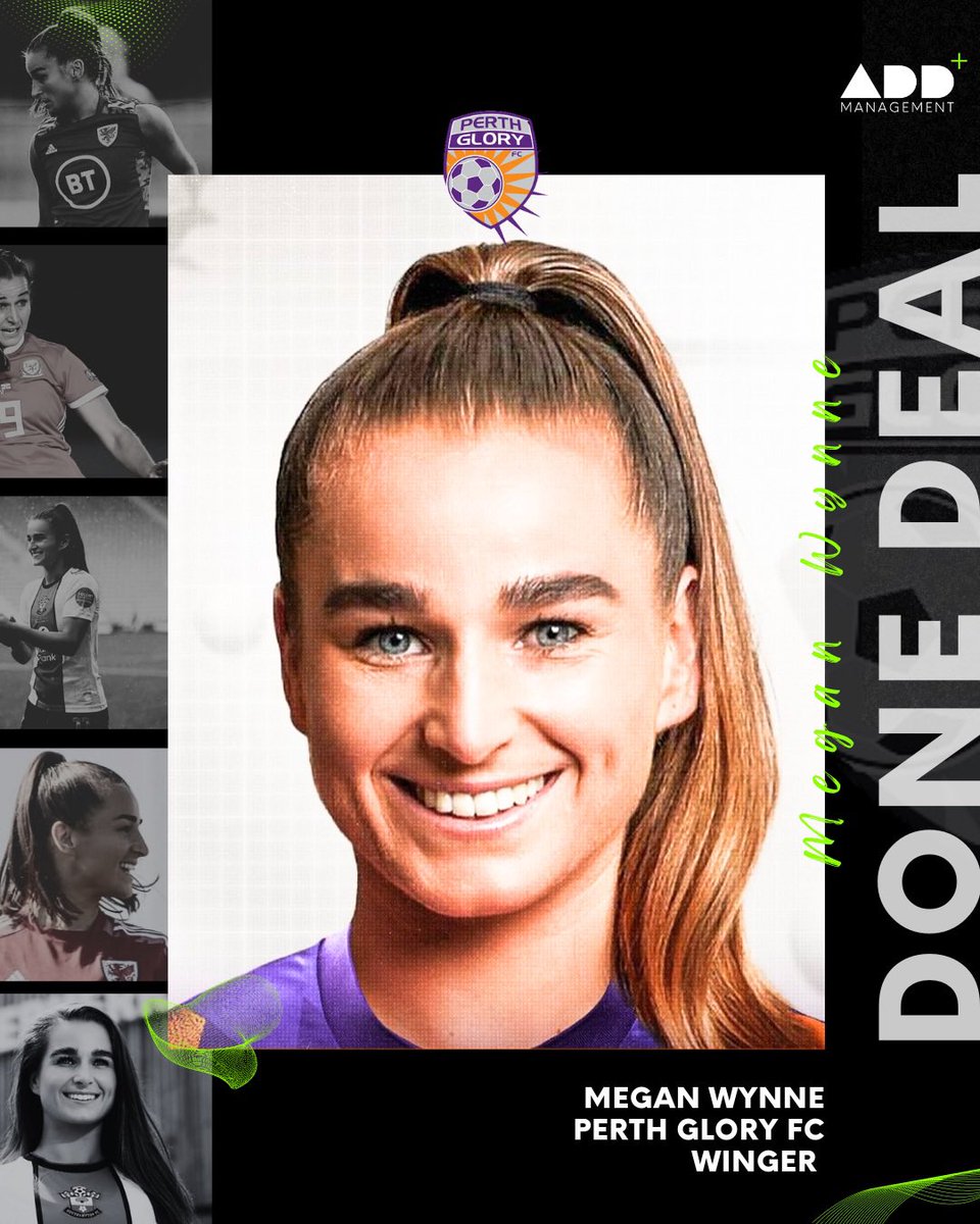 GAdderley's tweet photo. Very pleased to support @MeganRoseWynne with her move to @PerthGloryFC on a 2-year contract 
🤝⚽️✍️🇦🇺
It’s been fantastic to support Megan on her journey and look forward to seeing her shine in Australia! 
#addfam #footballagent #football #womensfootball #womenssoccer #soccer https://t.co/HQsOzD0wti