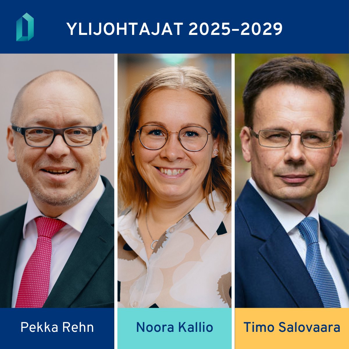 Meidän DVV'hen on nimitetty ylijohtajat tekemään sujuvaa Suomea 1.1.2025-31.12.2029 - paljon onnea <a href="/PekkaRehn/">Pekka Rehn</a> , <a href="/Noora_Kallio/">Noora Kallio</a>  ja <a href="/TimoSalovaara/">Timo Salovaara</a> !  Ylijohtajat toimivat pääjohtaja Janne Viskarin alaisuudessa ja ovat virastomme johtoryhmän jäseniä. Lue lisää:
