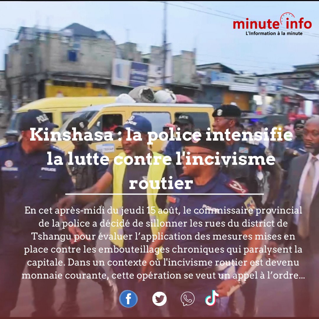 minuteinfo6's tweet photo. Kinshasa : la police intensifie la lutte contre l'incivisme routier
https://t.co/yxx0FY1QxC
@comgenpnc https://t.co/4FhlZD48iZ