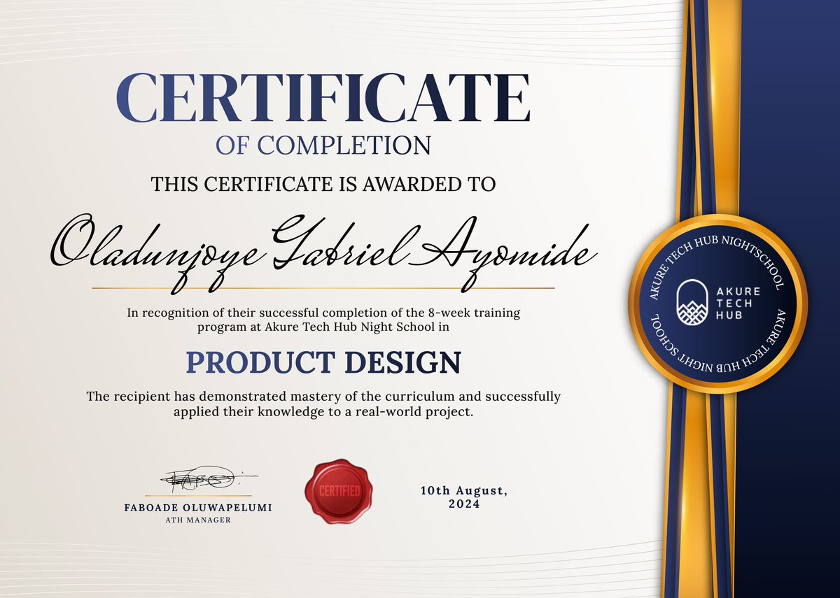 Optadesigns's tweet image. 🚀 Just completed the AKURE TECHHUB NIGHT SCHOOL (ATH) cohort 2 @AkureTechHub in Product Design! 🎨 8 weeks of hands-on learning with a sprinkle of design magic. 🪄 Ready to conquer the world, one pixel at a time! #ProductDesign #LifelongLearning #uiux #BBNaija #ATH #Kursk