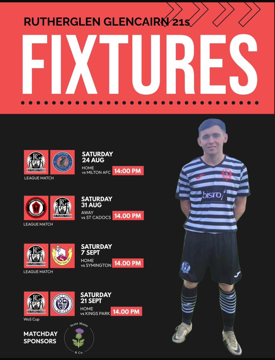 It starts again for the under 21s tomorrow and here are our first 5 fixtures
With Campsie FC 21s away our first