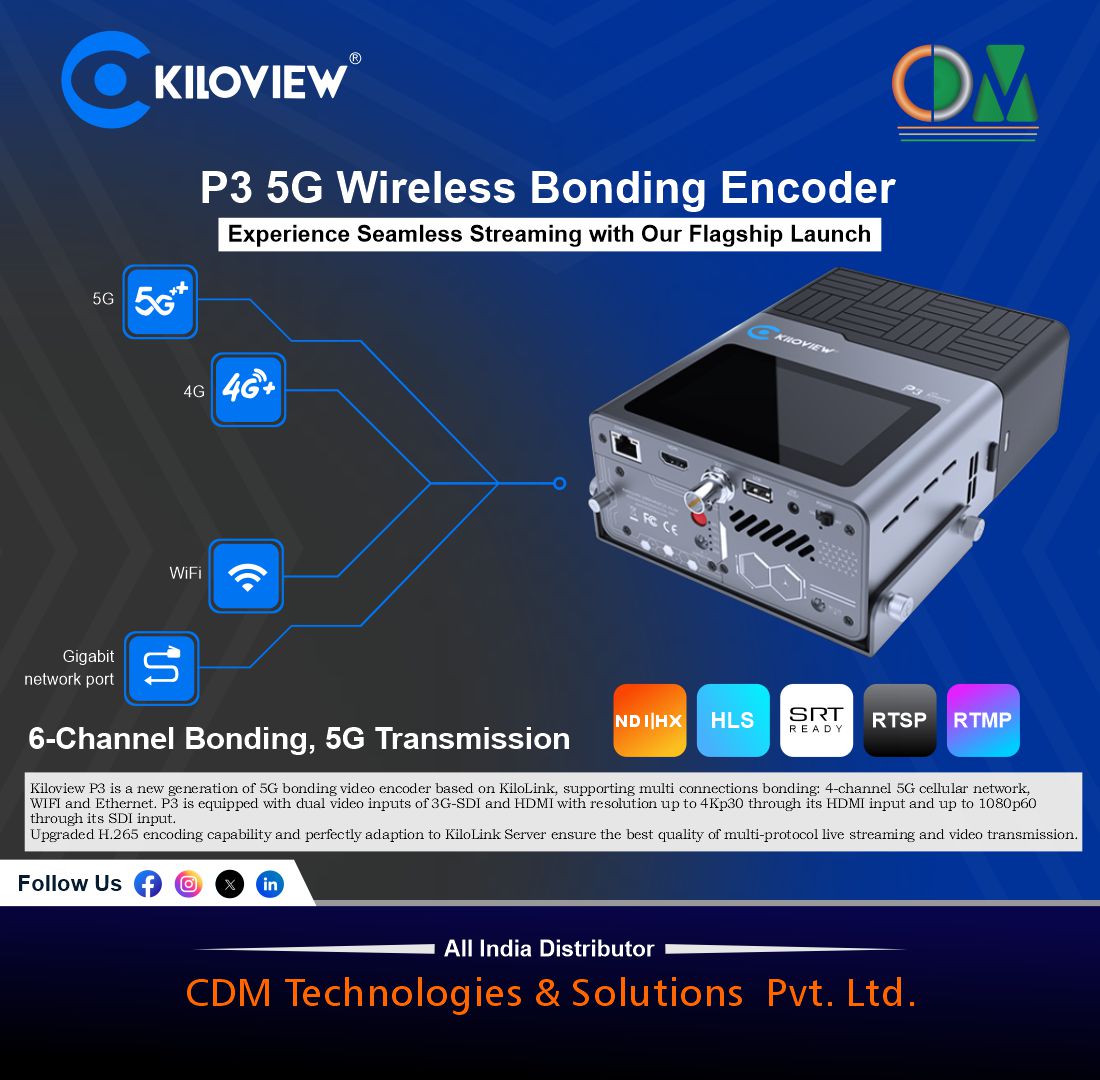 CDMTS's tweet image. P3 5G Wireless Bonding Encoder...
#Kiloview #video #videoencoder #ENCODERS #HDMI #SDI #production #postproduction #livestreaming #liveproduction #nditechnology #extendedport #powerful #flexible #recording #transmission #remotetransmission #remote #liveevents #Sports #broadcast