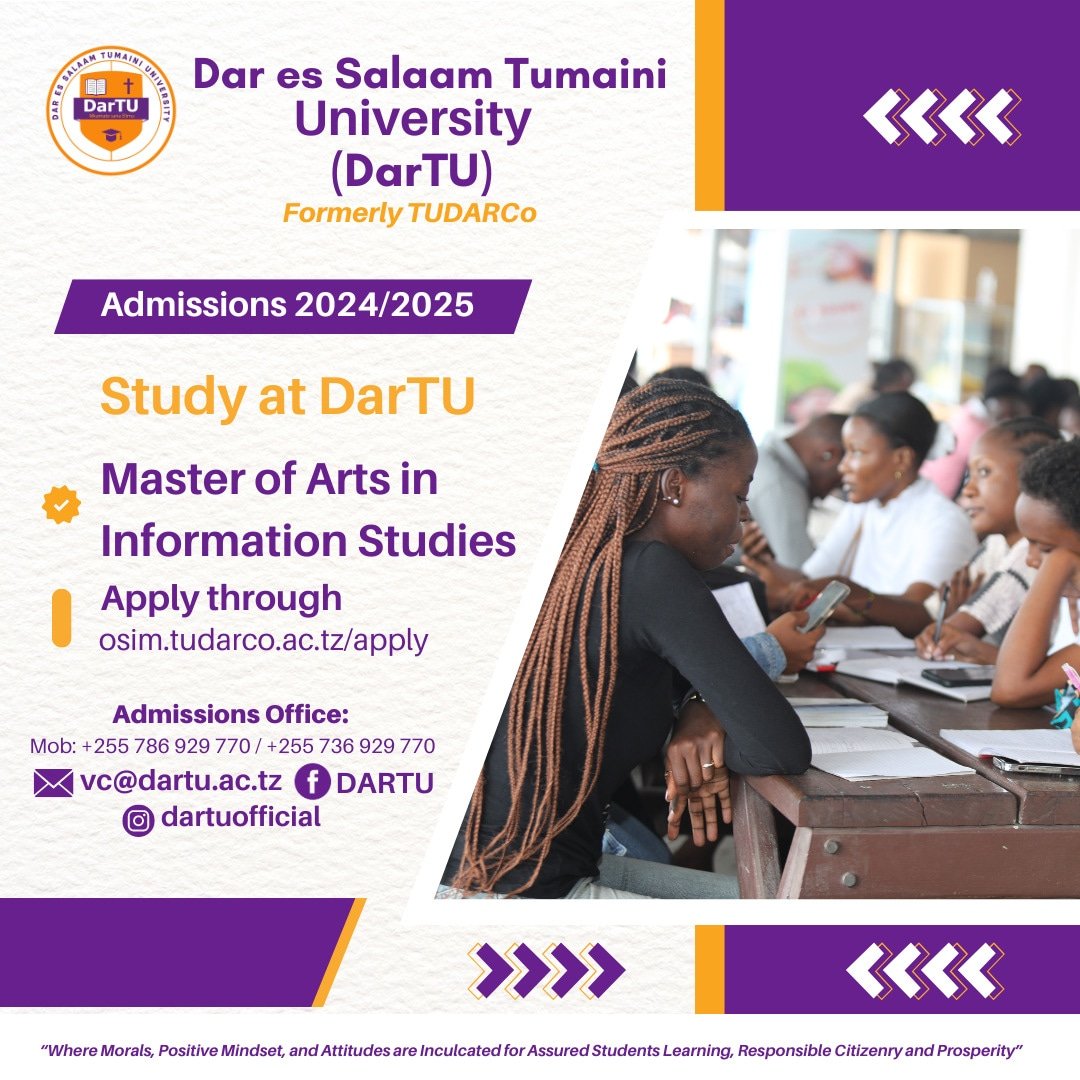 DAR ES SALAAM TUMAINI UNIVERSITY (DarTU) (@dartuofficial) on Twitter photo 
