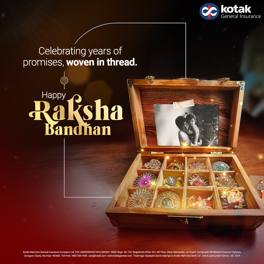 ZurichKotak's tweet image. Each year a new thread, but the promise of safeguarding remains the same. Happy Raksha Bandhan to all the wonderful siblings! #HappyRakshaBandhan #KotakGeneralInsurance