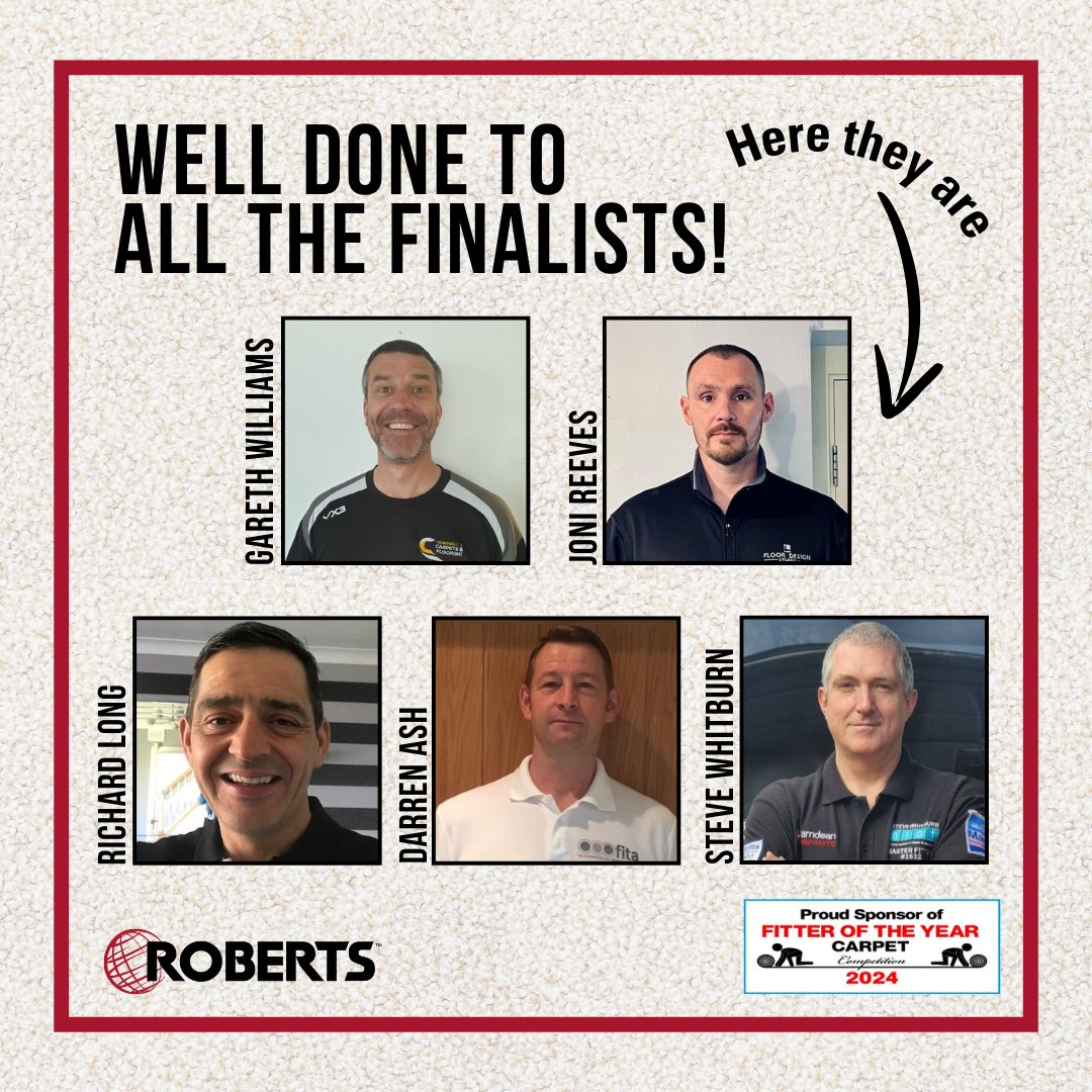 As a sponsor of the Fitter of The Year competition, we are excited to announce this years finalists🏆

We can't wait to see what's to come🤩

Good luck to all finalists😊

<a href="/thenicf/">nicf</a> @flooringshow

#FOTY24 #Roberts #robertstools #tooltalk #TFS24 #carpetfitters #fitter