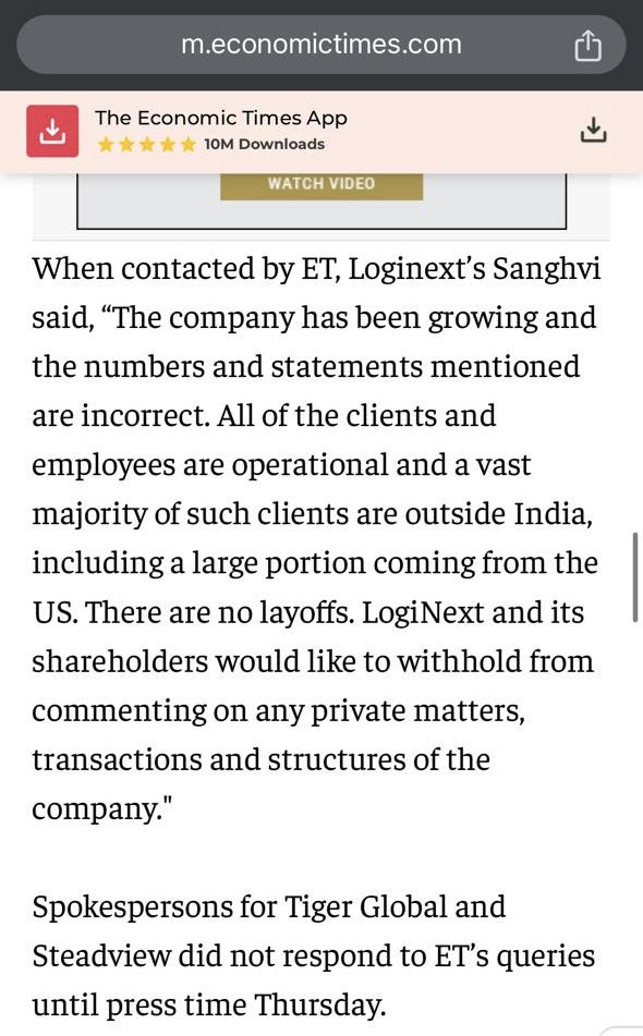 We had our Hindenburg today😅

Contrary to this report/article, <a href="/LogiNext/">LogiNext</a> is business as usual. There’re no lay offs etc except a 10yo entity dissolved, whch was earlier owned by the grp. Team at LogiNext is working hard w/ focus on growth &amp; the customers as the driving force😇🙏🏻