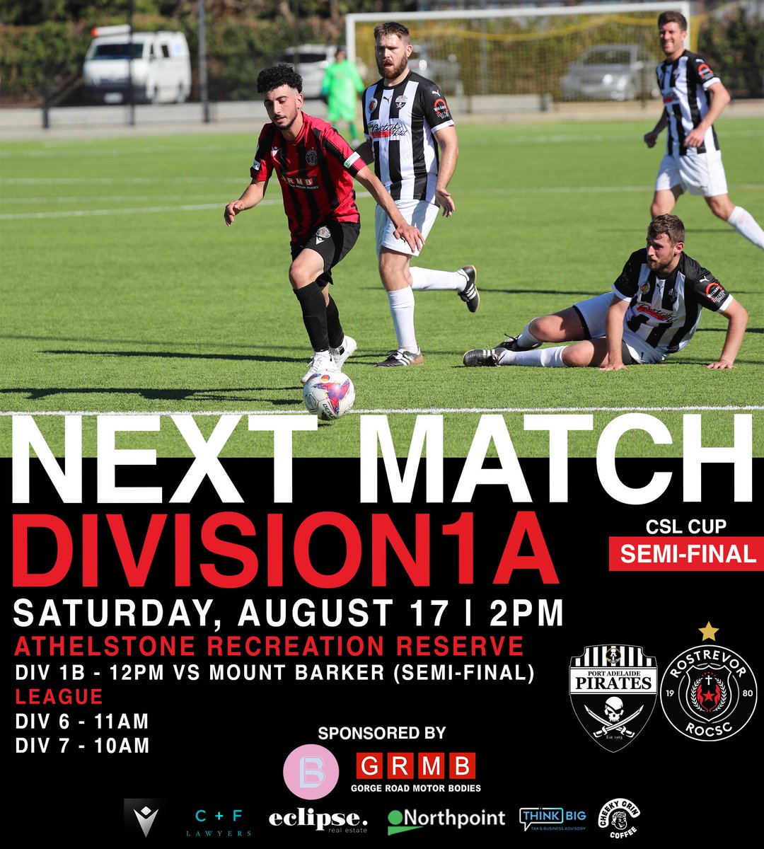 ROCSC's tweet photo. Massive weekend for our Division 1A &amp; 1B squads who look to book a place in the CSL Cup Final!

Catch both teams in action tomorrow afternoon at Athelstone Recreation Reserve, with our 1A’s taking on Port Adelaide, while our 1B’s face Mount Barker!

🔴⚫️ https://t.co/9Sjc6Wm2EH
