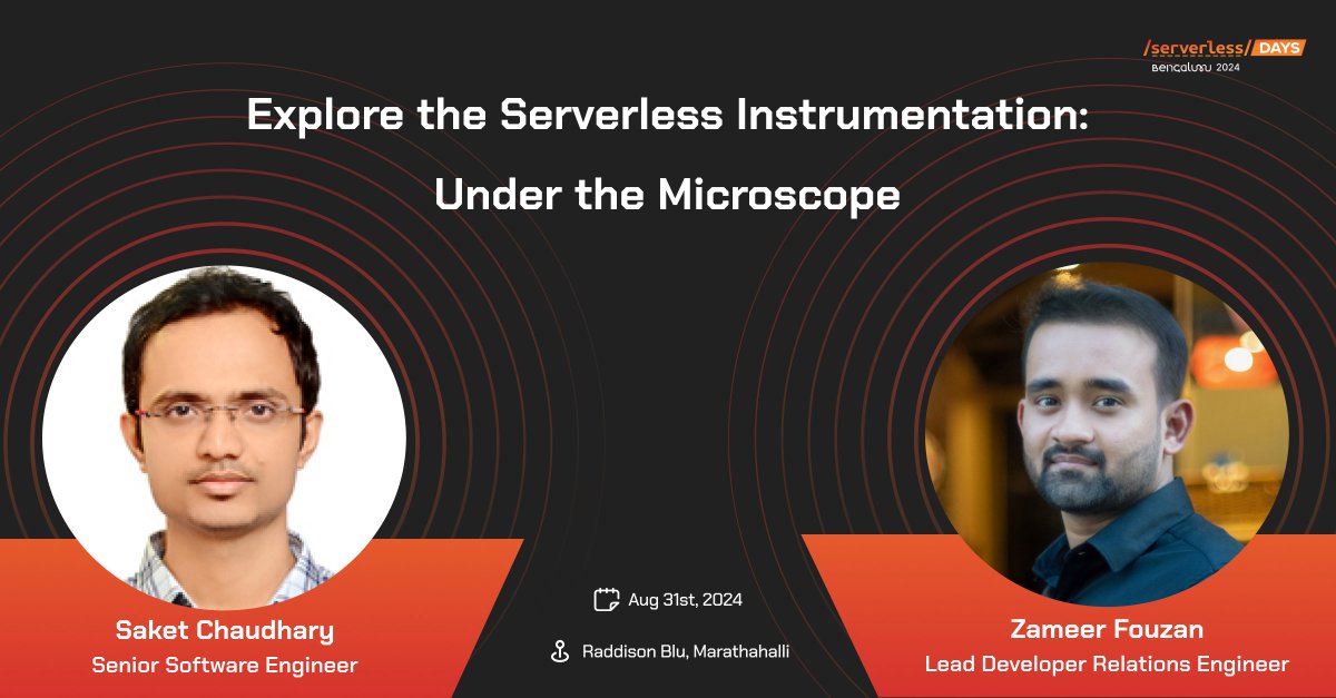 SlsdaysBlr's tweet photo. Saket Chaudhary and Zameer Fouzan share how to boost #serverless performance with auto-instrumentation using OpenTelemetry across #AWSLambda and Azure Functions.

🗓August 31st, 2024
🎟️Grab tickets now: https://t.co/Oo0RtVwwIT

#FridayTech #ServerlessDaysBLR2024 https://t.co/34SA43c8qu