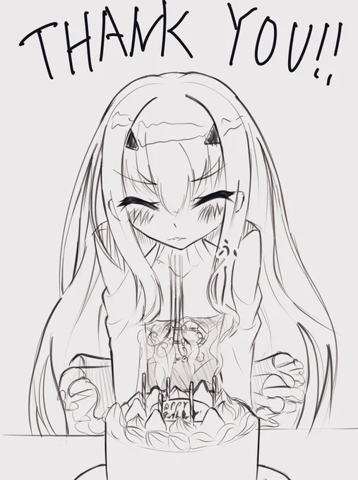 すごく祝って頂いたのでお礼のrkgk !!
メリュ子のお誕生日🎂もお祝いしたいのですが、この子誕生日不明なのよね...。 