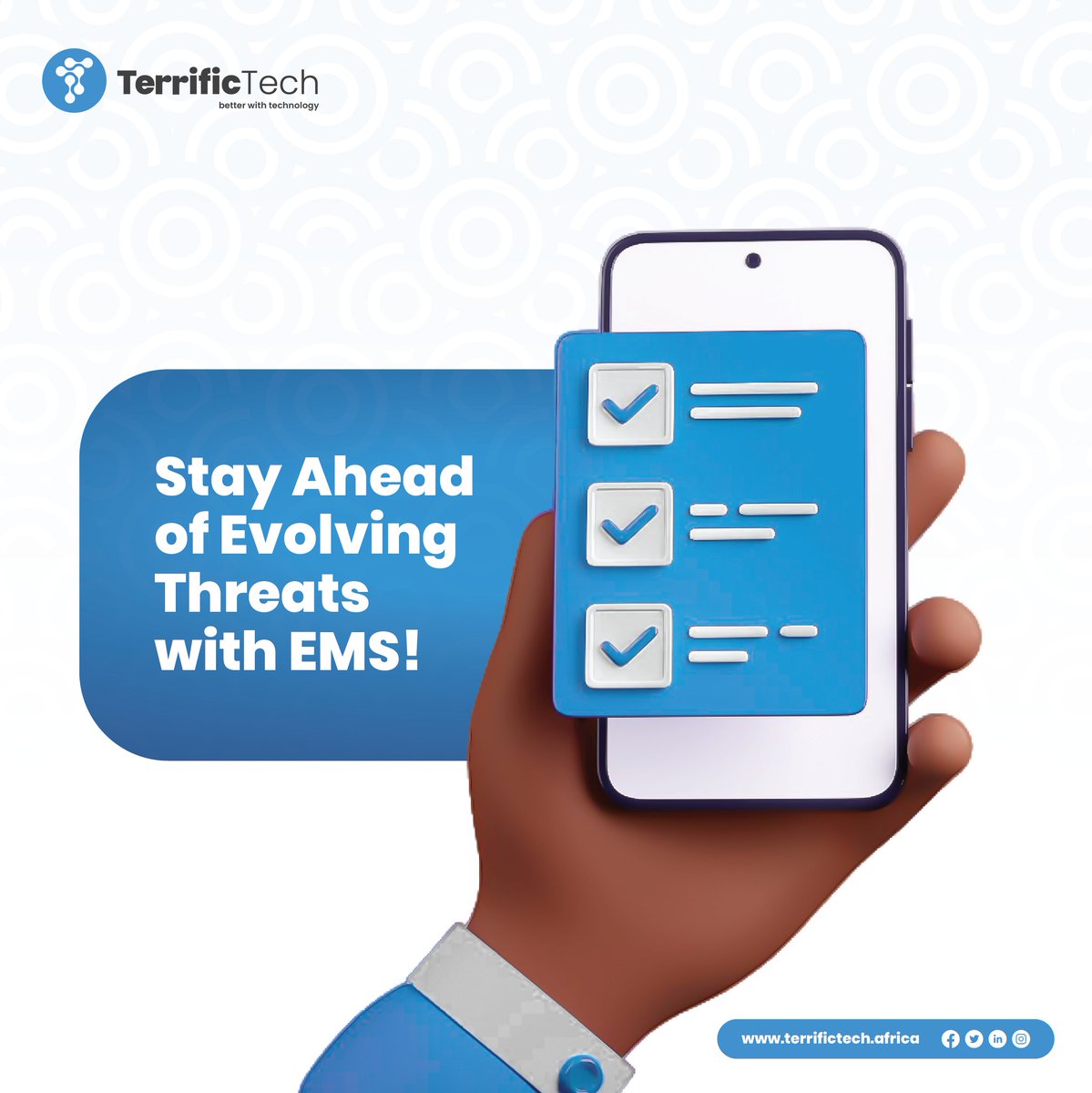 terrifictechzw's tweet photo. Cybersecurity threats are constantly changing. EMS leverages cutting-edge technologies like zero-trust network access and machine learning to identify and prevent emerging threats. 

Stay proactive with Terrific Tech's EMS solutions! https://t.co/pjcBPd1HgE