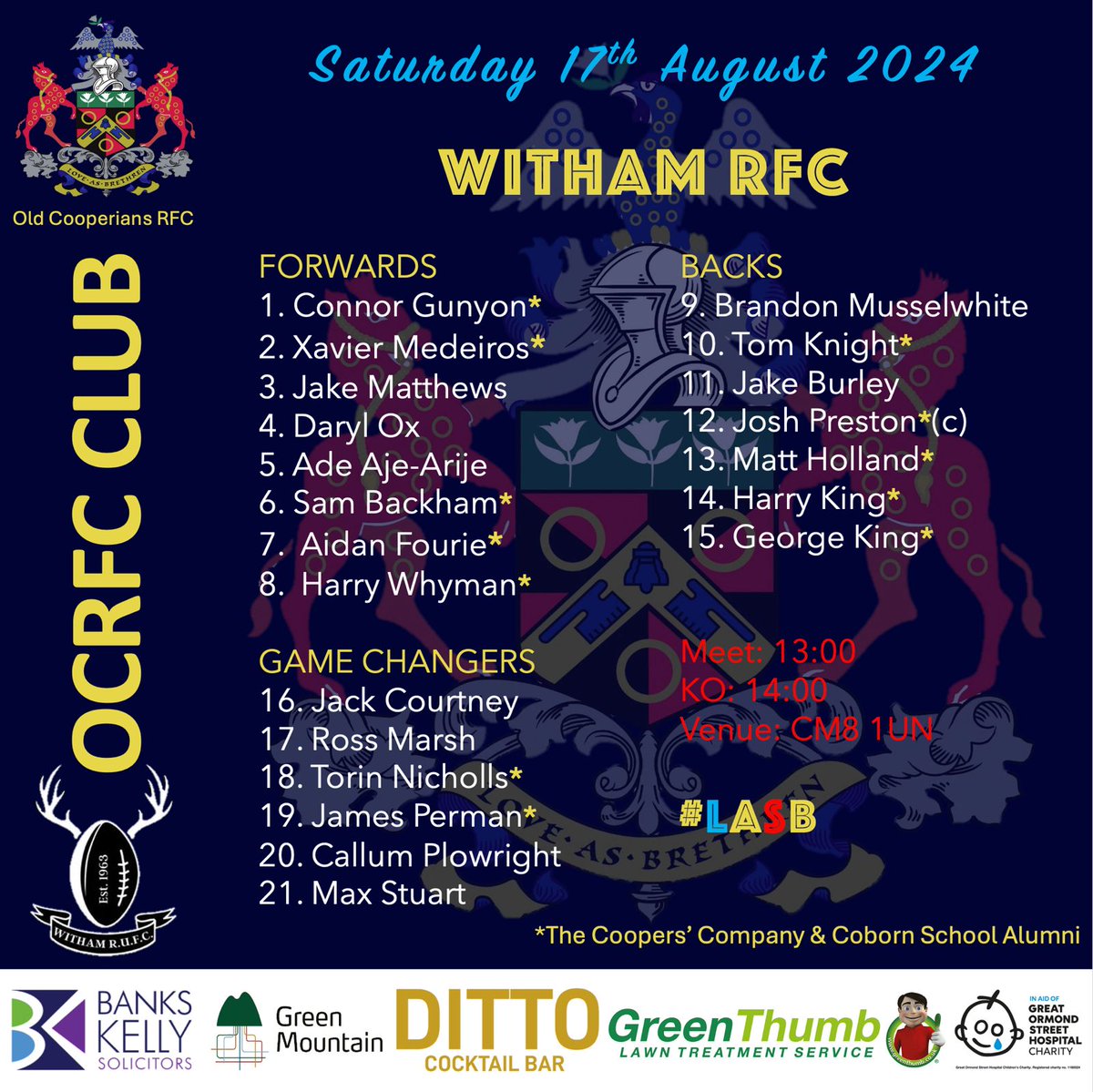 Really looking forward to our first preseason game. First runout for a while <a href="/OldCoopersRFC/">Old Cooperians RFC</a>