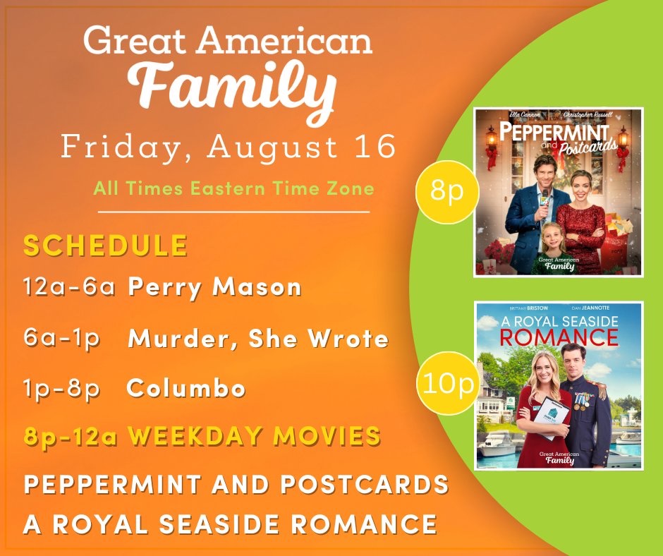 CattLovesMovies's tweet photo. Yay for #ChristmasMovieFridays!🎄
#WeekdayMovies tonight on @GAfamilyTV—
🎄#PeppermintAndPostcards 8pET/5pPT 
☀️#ARoyalSeasideRomance 10pET/7pPT
#GreatAmericanChristmas
🐱💛🎬
@billabbottHC #GreatAmericanFamily #GFam #WelcomeHome #StoriesWellTold #Greatfuls https://t.co/FEiRyAbz4G