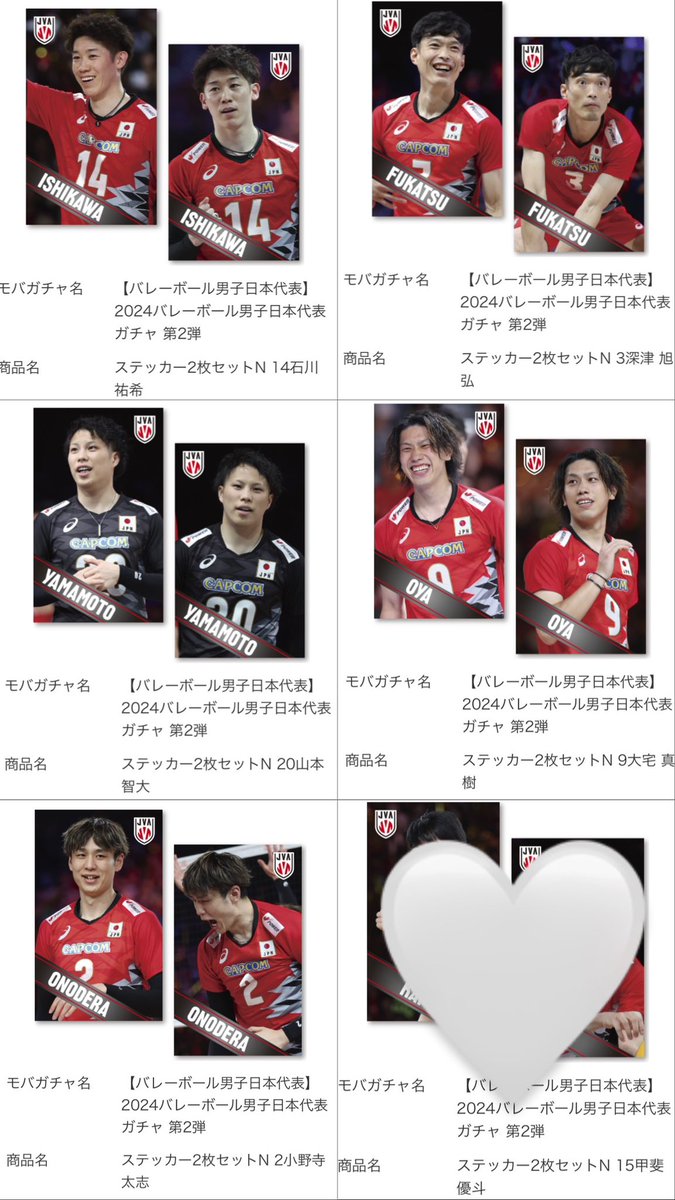 chihaaaaa513's tweet photo. 2024バレーボール男子日本代表
ガチャ 第2弾 龍神NIPPON モバガチャ

譲
　ステッカー:石川　深津　山本　大宅　小野寺
　マルチバンド:西田　大宅
　ポーチ:富田

求
　小川智大(ステッカー、アクスタ)
　大塚達宣(アクスタ)　
    買取もさせて頂きます。(金額ご提示ください) https://t.co/aw6C21CgrO