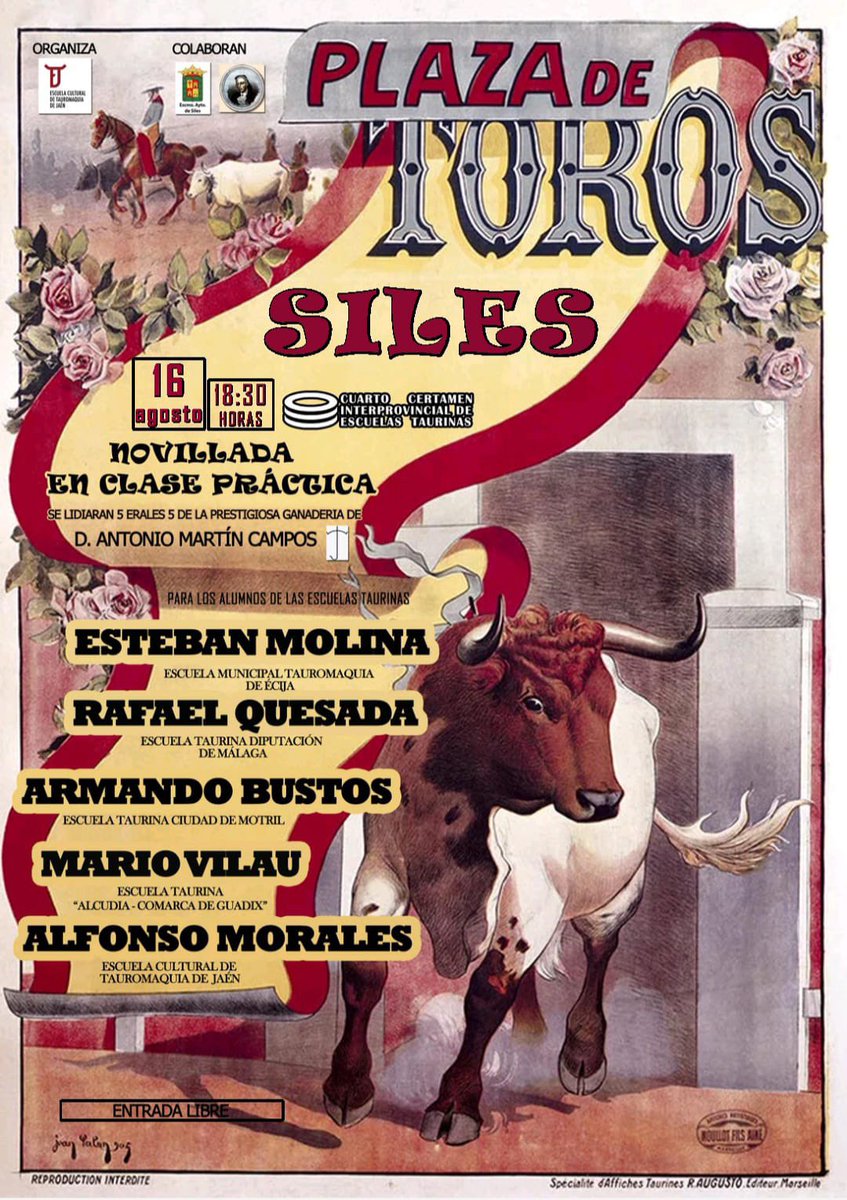 ✅ [Hoy toreamos en… Siles (Jaén)]. Nuestro alumno Esteban Molina participa en la tercera clasificatoria del <a href="/certamen/">certamen</a>.interprovincial ante novillos de Martin Campos. Actuará de medio espada Diego Medina.