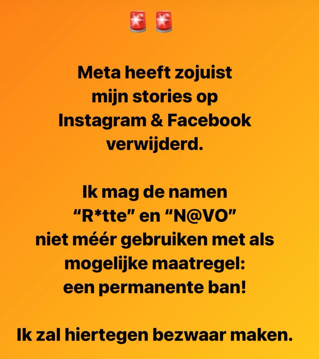 Ik mag van #Meta de namen #Rutte en #NATO niet méér gebruiken op Instagram en Facebook. Ik zal hiertegen bezwaar maken met een beroep op de vrijheid van meningsuiting. De rechtszaak tegen Rutte blijf ik voortzetten. Nog dank voor alle steunberichten!❤️🫡 #Nordstream