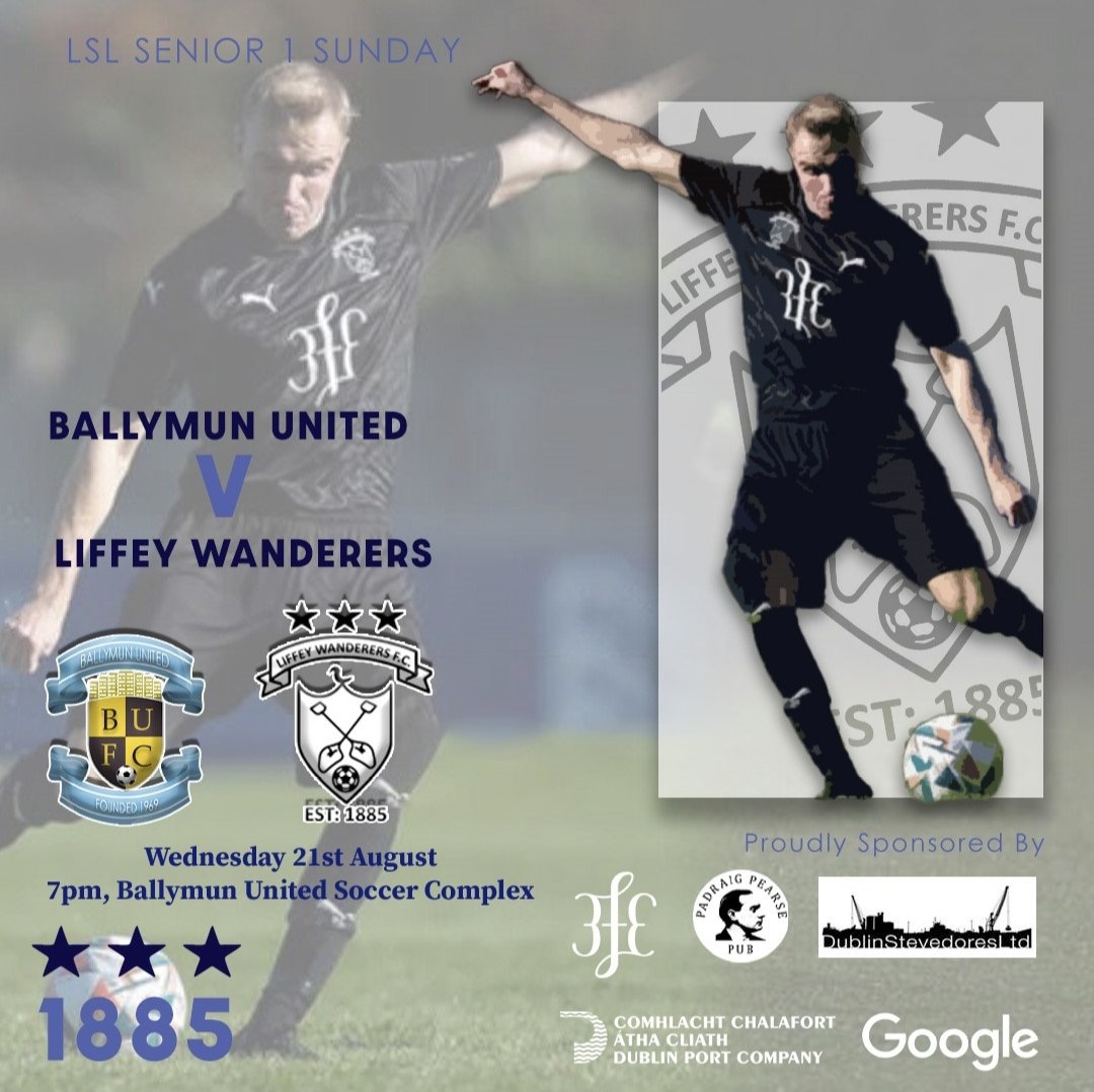 Liffey Wanderers FC (@liffeywanderers) on Twitter photo The <a href="/LSLLeague/">Leinster Senior League</a> intermediate divisions get underway tonight, our Sunday team kick off our Senior 1 campaign next Wednesday, 21st August at 7pm away to <a href="/TheMun244/">Ballymun Utd FC</a>
Support welcome ๐ต๐
<a href="/3FE/">3FE Coffee</a> <a href="/DublinPortCo/">Dublin Port</a> The <a href="/LSLLeague/">Leinster Senior League</a> intermediate divisions get underway tonight, our Sunday team kick off our Senior 1 campaign next Wednesday, 21st August at 7pm away to <a href="/TheMun244/">Ballymun Utd FC</a>
Support welcome ๐ต๐
<a href="/3FE/">3FE Coffee</a> <a href="/DublinPortCo/">Dublin Port</a>