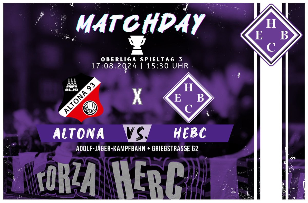 HEBC_1911's tweet photo. Matchday! 15:30 Uhr! Auswärts bei @AltonaerFC1893! Alles geben!

#HEBC #Hamburg #LilaWeiss 💜🤍 https://t.co/C9rdKnFYiW