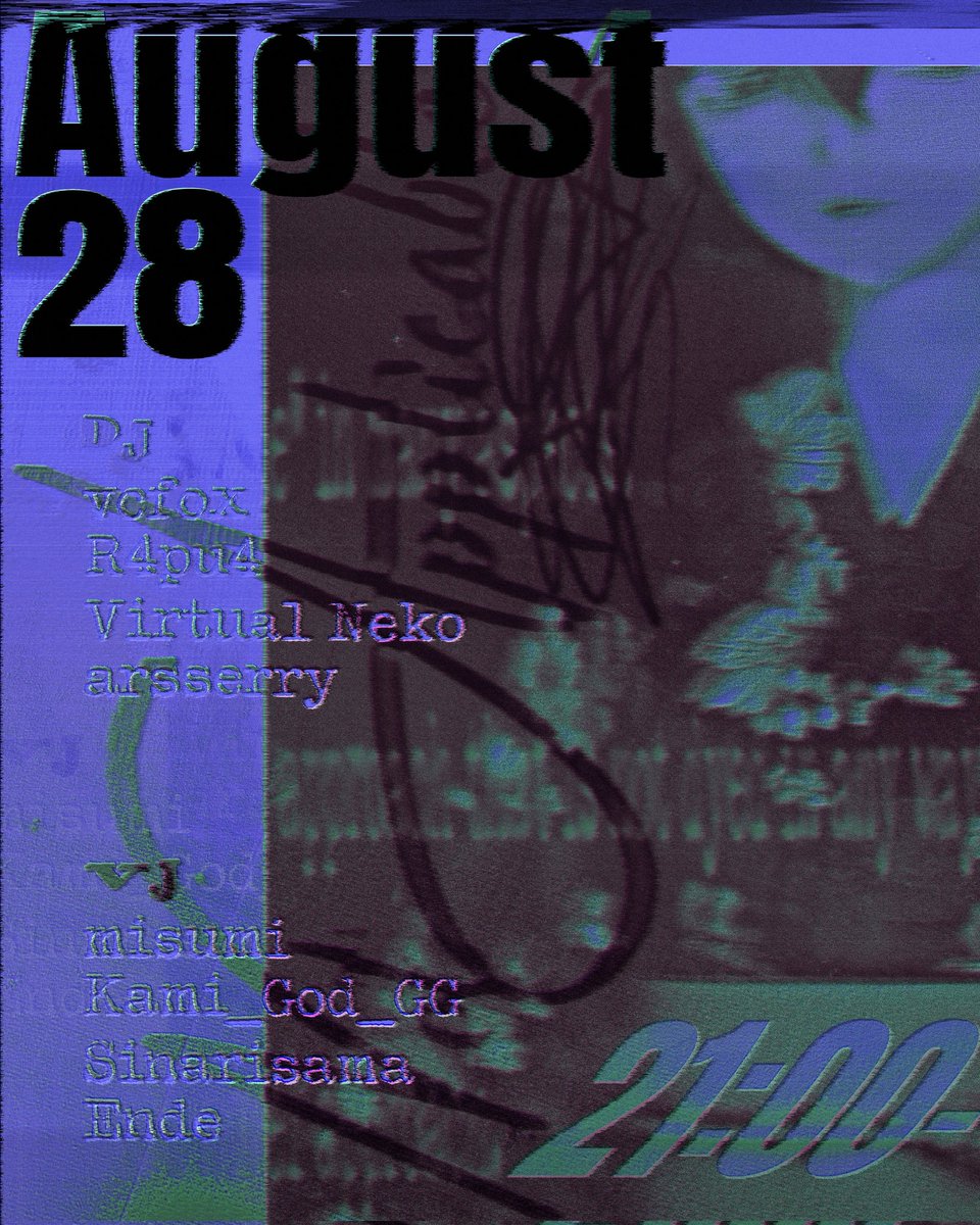 R4pu4 (@65r4pu47) on Twitter photo <n/a>vol.11 (Group+)
2024/08/28(𝚆𝚎𝚍) 21:00~
20:50 OPEN
21:00 <a href="/vc_foxvrc/">vcfox (VR)🦊</a> V <a href="/karasimemtai/">みすみ</a>
22:00 <a href="/65R4pu47/">R4pu4</a> V <a href="/Kami_God_GG/">Kami_God_GG</a>
23:00 <a href="/neko_vtuber/">バーチャルねこ</a> V <a href="/sinarisama/">VJ: JaySon a.k.a. Sinarisama™</a>
24:00 <a href="/ars4rs/">ars</a> V <a href="/Ende_VR/">Ende🐰ぽやバース 🍅</a>
JOINは各演者もしくは下記グループへ
vrc.group/NAVR.5639
#NotApplicable_VR <n/a>vol.11 (Group+)
2024/08/28(𝚆𝚎𝚍) 21:00~
20:50 OPEN
21:00 <a href="/vc_foxvrc/">vcfox (VR)🦊</a> V <a href="/karasimemtai/">みすみ</a>
22:00 <a href="/65R4pu47/">R4pu4</a> V <a href="/Kami_God_GG/">Kami_God_GG</a>
23:00 <a href="/neko_vtuber/">バーチャルねこ</a> V <a href="/sinarisama/">VJ: JaySon a.k.a. Sinarisama™</a>
24:00 <a href="/ars4rs/">ars</a> V <a href="/Ende_VR/">Ende🐰ぽやバース 🍅</a>
JOINは各演者もしくは下記グループへ
vrc.group/NAVR.5639
#NotApplicable_VR