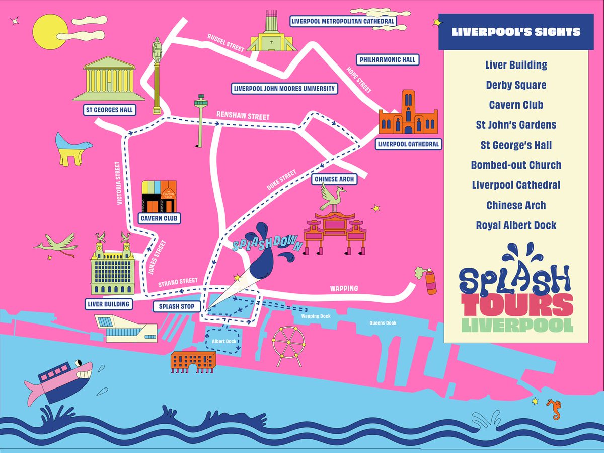 Check out our updated map below which highlights the carefully curated route of our land and water tour highlighting Liverpool's iconic landmarks ✨ 

Pack your sense of adventure and join us on this unforgettable tour!  Book your tickets now ​👉​ 

splashtours.co/liverpool-spla…