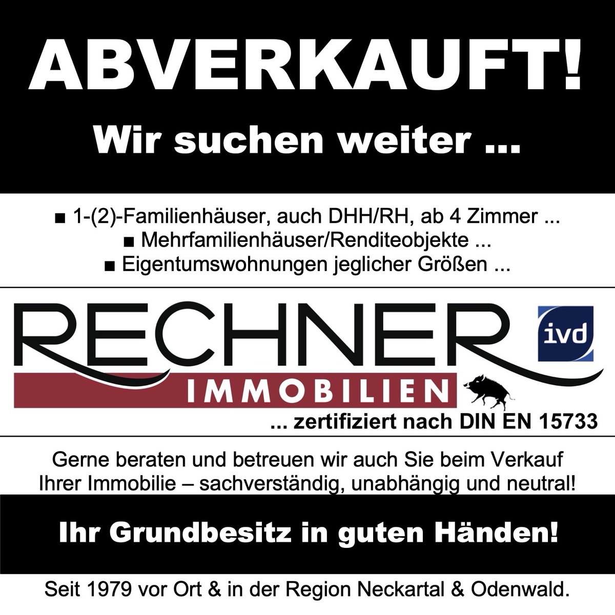 RechnerImmo's tweet photo. 👉WIR SUCHEN WEITER Verkäufer mit Anspruch an Realitäten❗ 
👉Beim Verkauf Ihrer Immobilie verlassen wir uns auf unsere langjährige Erfahrung, unseren qualifizierten Einsatz und die richtige Strategie❗ 
👉RECHNER IMMOBILIEN seit 1979 Ihr Makler vor Ort in Eberbach &amp; im Odenwald. https://t.co/V3XDfibyUj