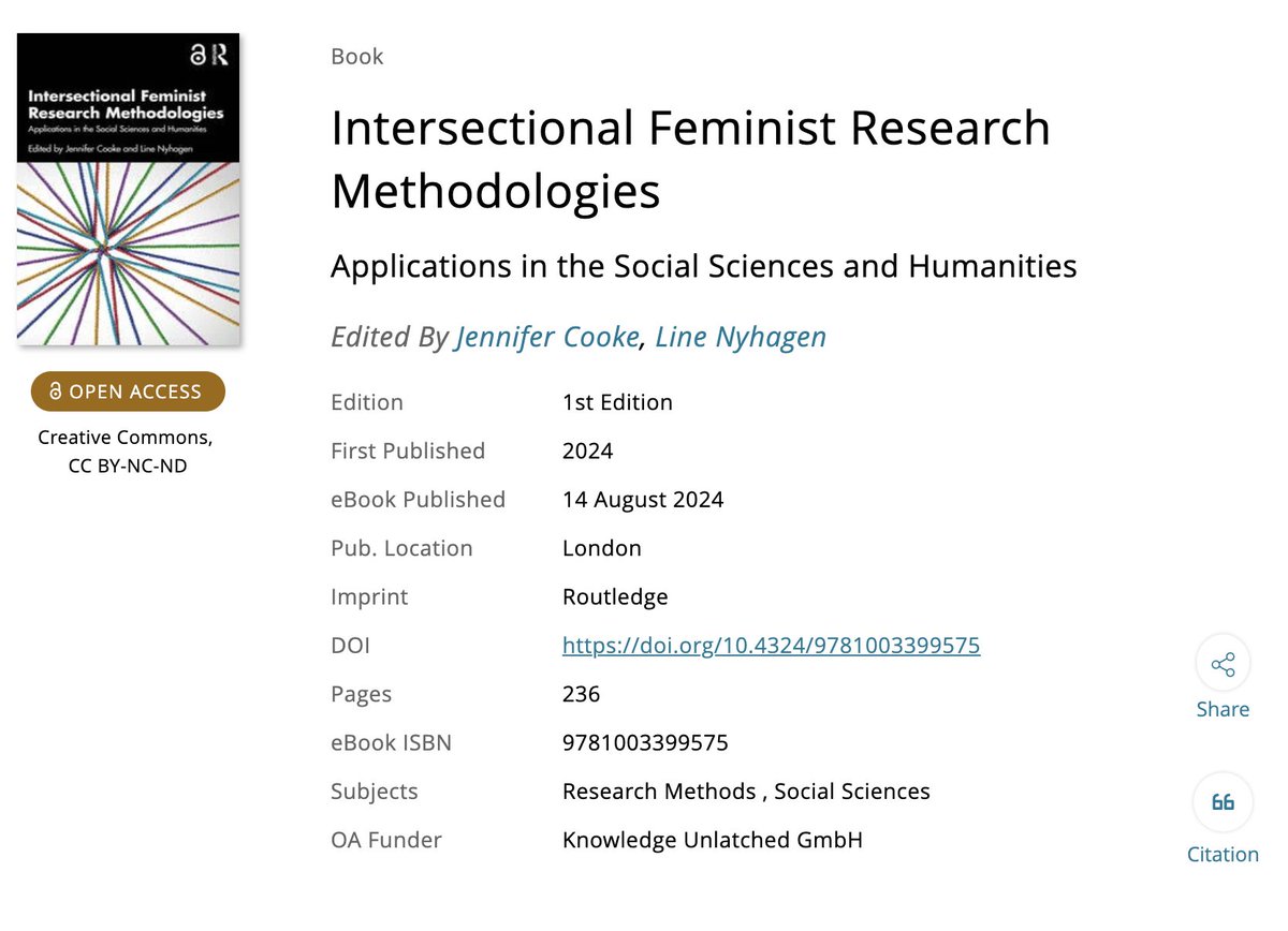 DrSarahLiu's tweet photo. Honored to have my work on feminist survey research, using intersectional and decolonial lenses, featured in this ⭐️ open access⭐️ book, edited by @Line_Nyhagen and @JenniferACooke. 

Check this amazing collection: https://t.co/SE2kIrz0xN https://t.co/lCjY6toWpB