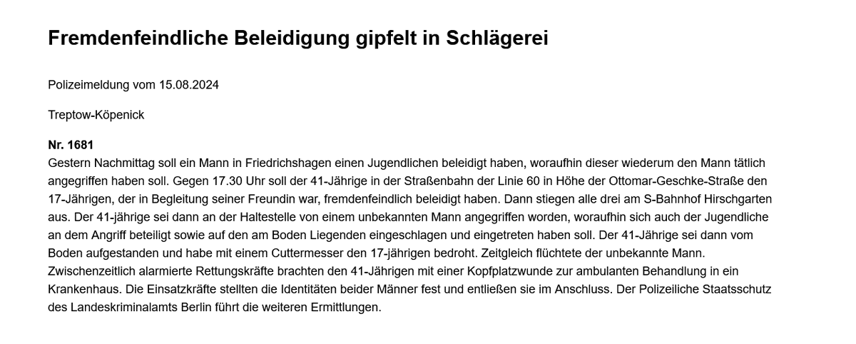 bildwerkrostock's tweet photo. also nochmal,
erst macht der Fascho Faschosachen,
dann kassiert er dafür ne Abreibung
und dann zieht er ein Messer?
#Friedrichshagen
#B1408 https://t.co/ezcdKQLfzP