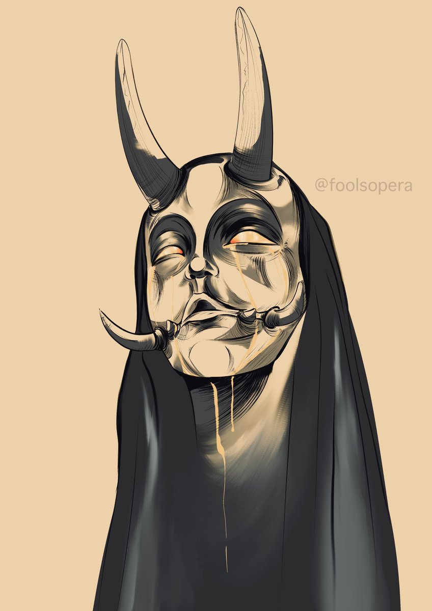GOOD MORNING! Here is a piece I've done inspired by traditional #onimasks and #thenun 
I was mainly trying to play with line texture
.
.
.
#creepyart #art #artmoots #artshare #procreate #digitalartist #lineart
