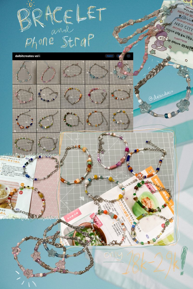 dalbitcreates's tweet image. rt &amp;amp; likes appreciated 

dalbitcreates vol i ㅡ glass beads accessories 🤍☀️🛥️

handcrafted with ♡

☆ length approx 19cm-20cm incl extender (bracelet) / 16cm-17cm (phone strap)
☆ price 18k-29k

get them thru svid (disc 10%) id.shp.ee/6fjg5gd?smtt=0…