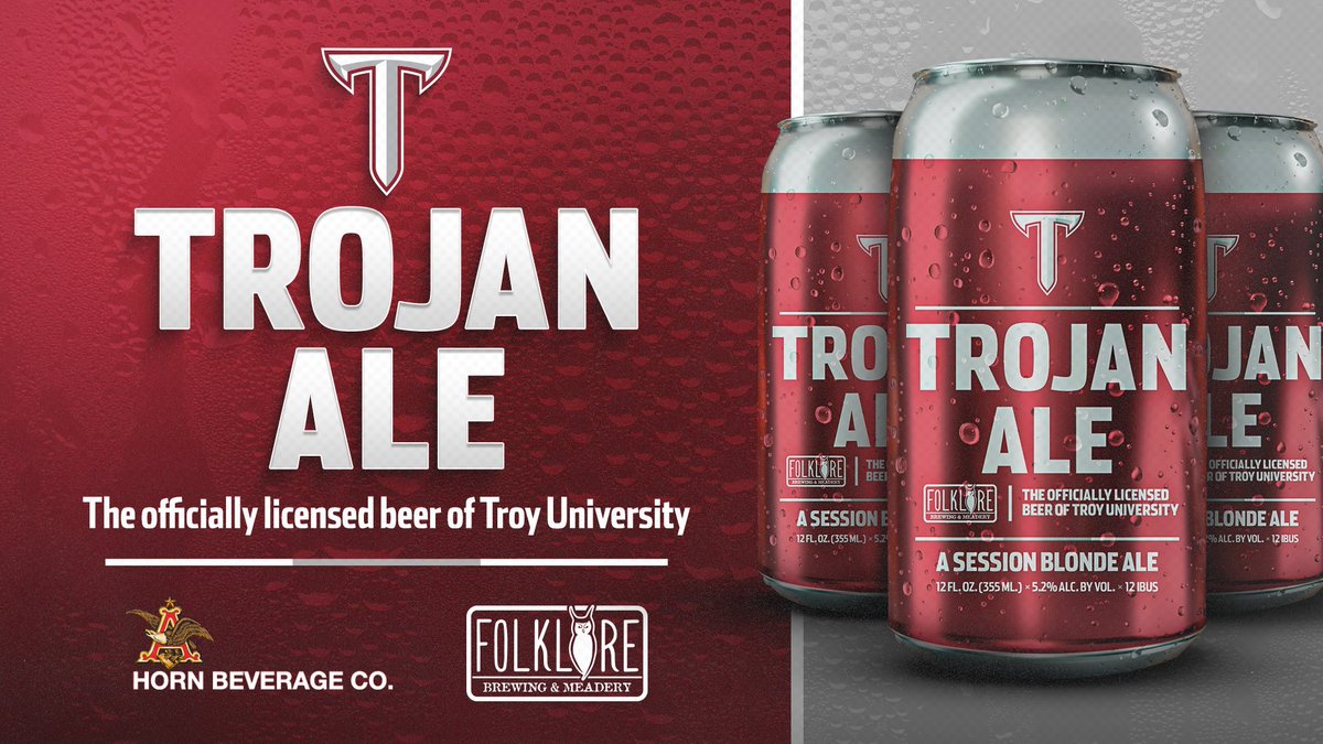 TroyTrojansFB's tweet photo. The announcement you've all been waiting for ... Trojan Ale is here!

Troy's officially licensed beer debuts in The Vet on Aug. 31 &amp; will hit store shelves and restaurants the following week.

📰 - https://t.co/ATRuOSZtlJ

#BattleReady | #OneTROY ⚔️🏈 https://t.co/9dPjcP3inx
