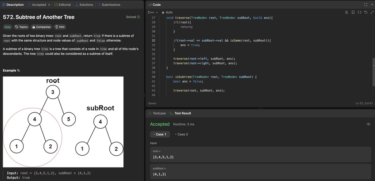 priyaamm's tweet photo. DAY 36:

#DSA 

Solved 3 questions:

567. Permutation in String
560. Subarray Sum Equals K
559. Maximum Depth of N-ary Tree

#100daysofcodechallenge #100daysofcoding #100DaysOfCode #buildinpublic #LearnInPublic #learningtree #leetcode #Google #Interviews #CodingJourney https://t.co/rFtlfK5rmE