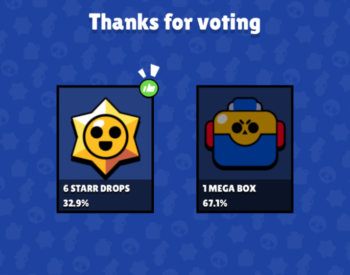 FIRST MILESTONE COMPLETE ✅ MEGA BOX WINS THE VOTE! #BoxVsDrops

NEXT MILESTONE is 8 Billion Takedowns for 2 Mega Boxes OR 12 Starr Drops!

So get your FREE MEGA BOX FROM THE SHOP, vote for your next #BoxVsDrops reward, and get those Takedowns!