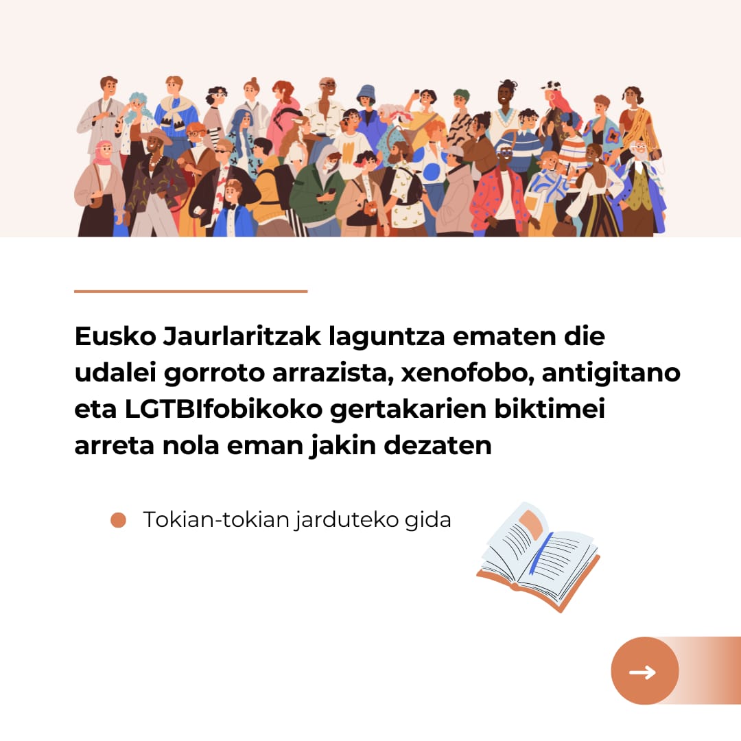 nerea_melgosa's tweet image. 📖 “#Gorroto arrazista, xenofobo, antigitano eta  LGTBIfobikoko #gertakarien aurrean tokian-tokian jarduteko gida” gorroto-gertakariei aurre egiteko eta, aldi  berean, sentsibilizazio- eta prebentzio-prozesuak ezartzeko tresna da. 🧵👇1