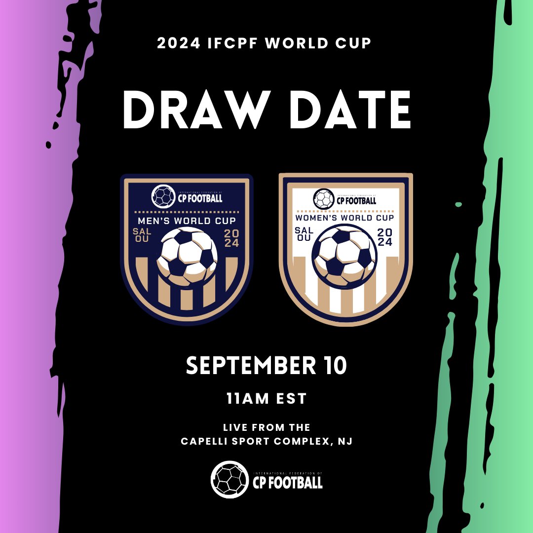 ifcpf's tweet photo. IFCPF can announce the draw for the IFCPF Men’s and Women’s World Cup competitions will take place on September 10.

@capellisport's New Jersey complex in Carlstadt will host the event, with live streaming details to be confirmed shortly. #IFCPF https://t.co/Ac72m7IJG1